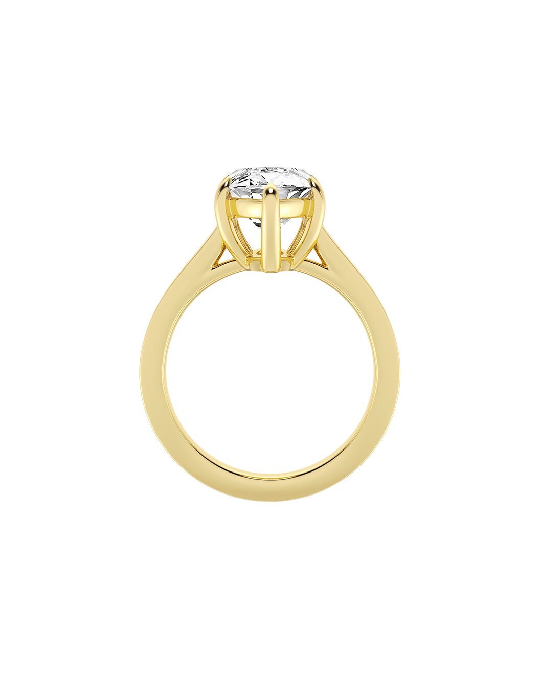 Gold ring with a diamond on a white background