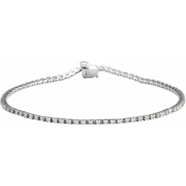Licia 1 Carat Round Cut Lab Grown Diamond Line Bracelet in 14k White Gold Front