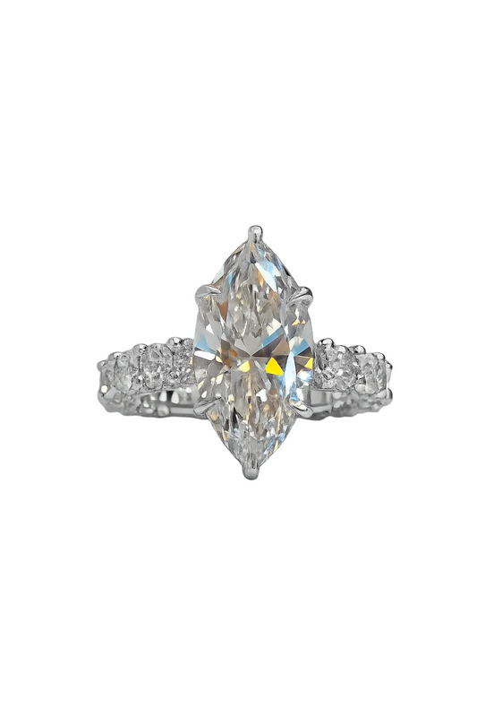 Lieselotte 8.42 Carat Marquise Cut Lab Grown Diamond Ring in 18k White Gold Front