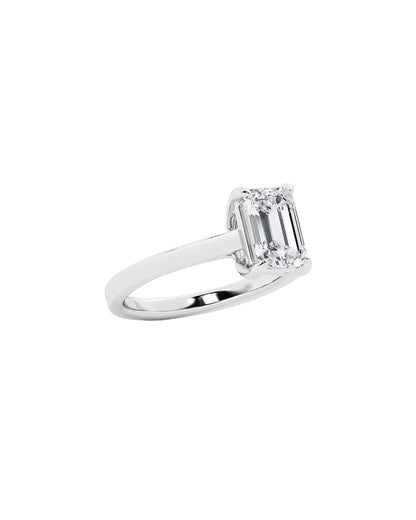 Lilienne 2 Carat Faceted Emerald Cut Lab Grown Diamond Engagement Ring in 14k White Gold Angle