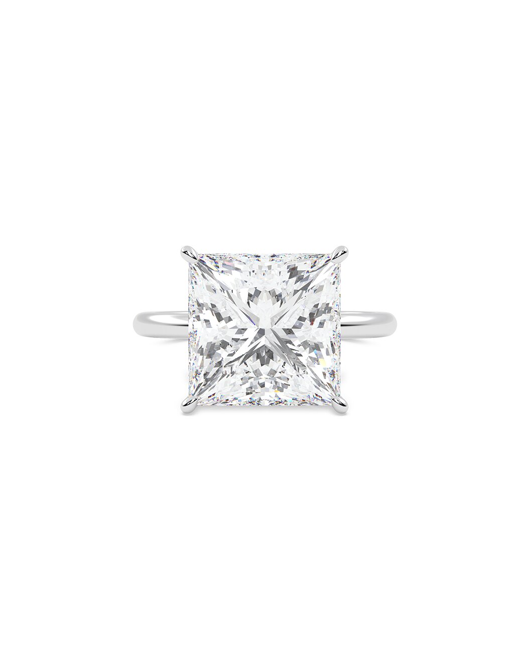 Princess-cut diamond ring on a white background