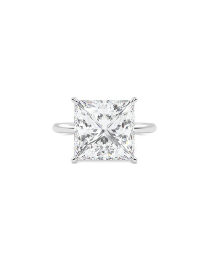 Princess-cut diamond ring on a white background