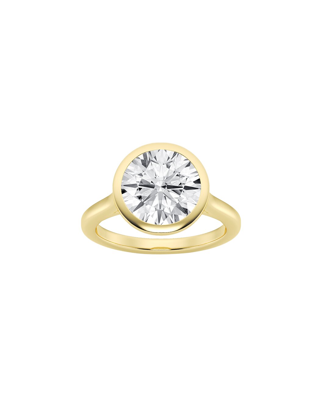Linden 5 Carat Faceted Round Cut Lab Grown Diamond Engagement Ring in 14k Yellow Gold