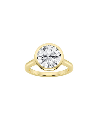 Linden 5 Carat Faceted Round Cut Lab Grown Diamond Engagement Ring in 14k Yellow Gold