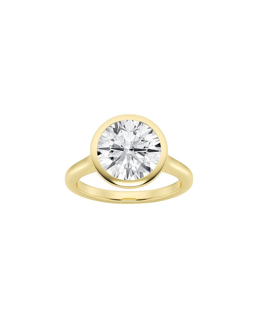 Linden 5 Carat Faceted Round Cut Lab Grown Diamond Engagement Ring in 14k Yellow Gold