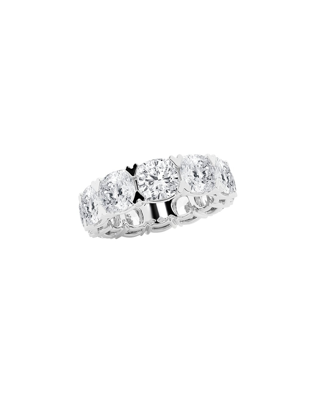 Diamond platinum ring on a white background