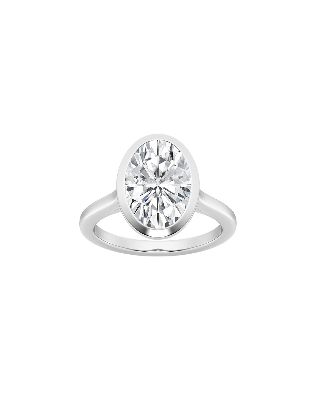 Faceted Oval diamond ring on a white background