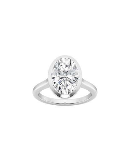 Faceted Oval diamond ring on a white background