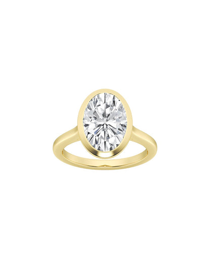 Leta 5 Carat Faceted Oval Cut Lab Grown Diamond Engagement Ring Front view