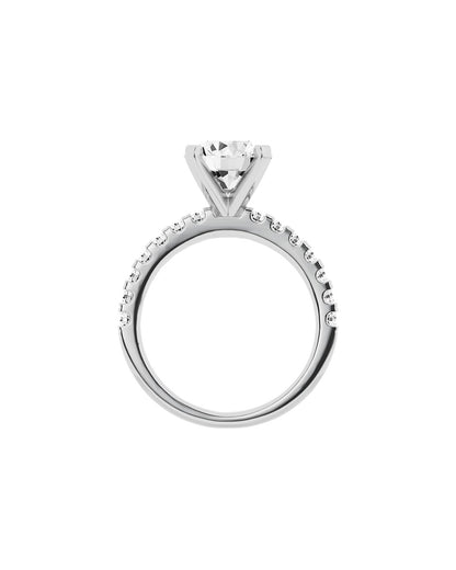 white gold ring with a diamond on a white background side