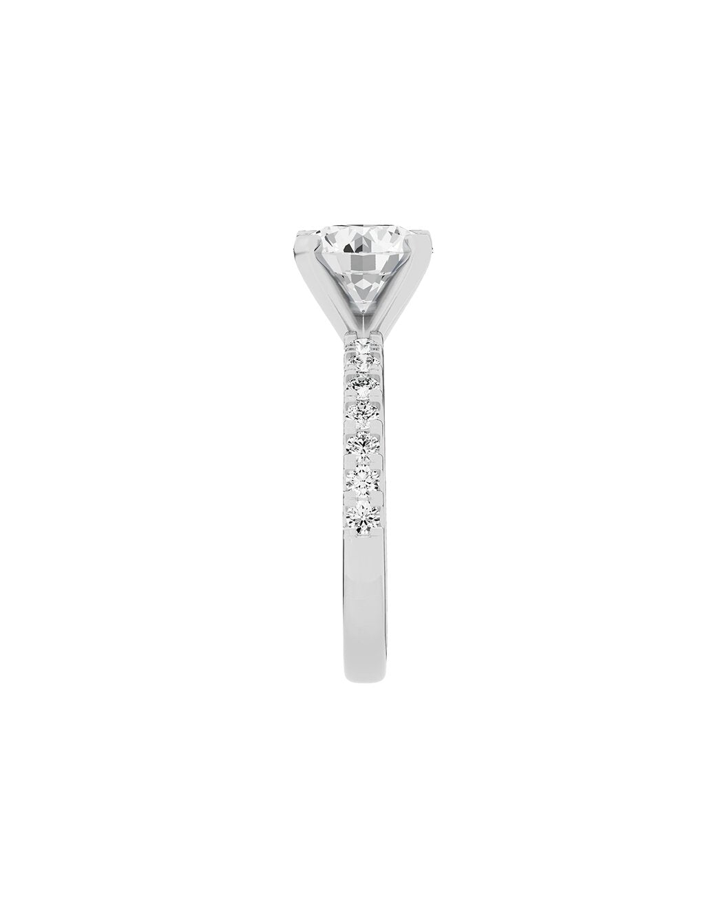 Diamond ring with a white gemstone on a white background side 1