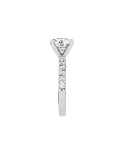 Diamond ring with a white gemstone on a white background side 1