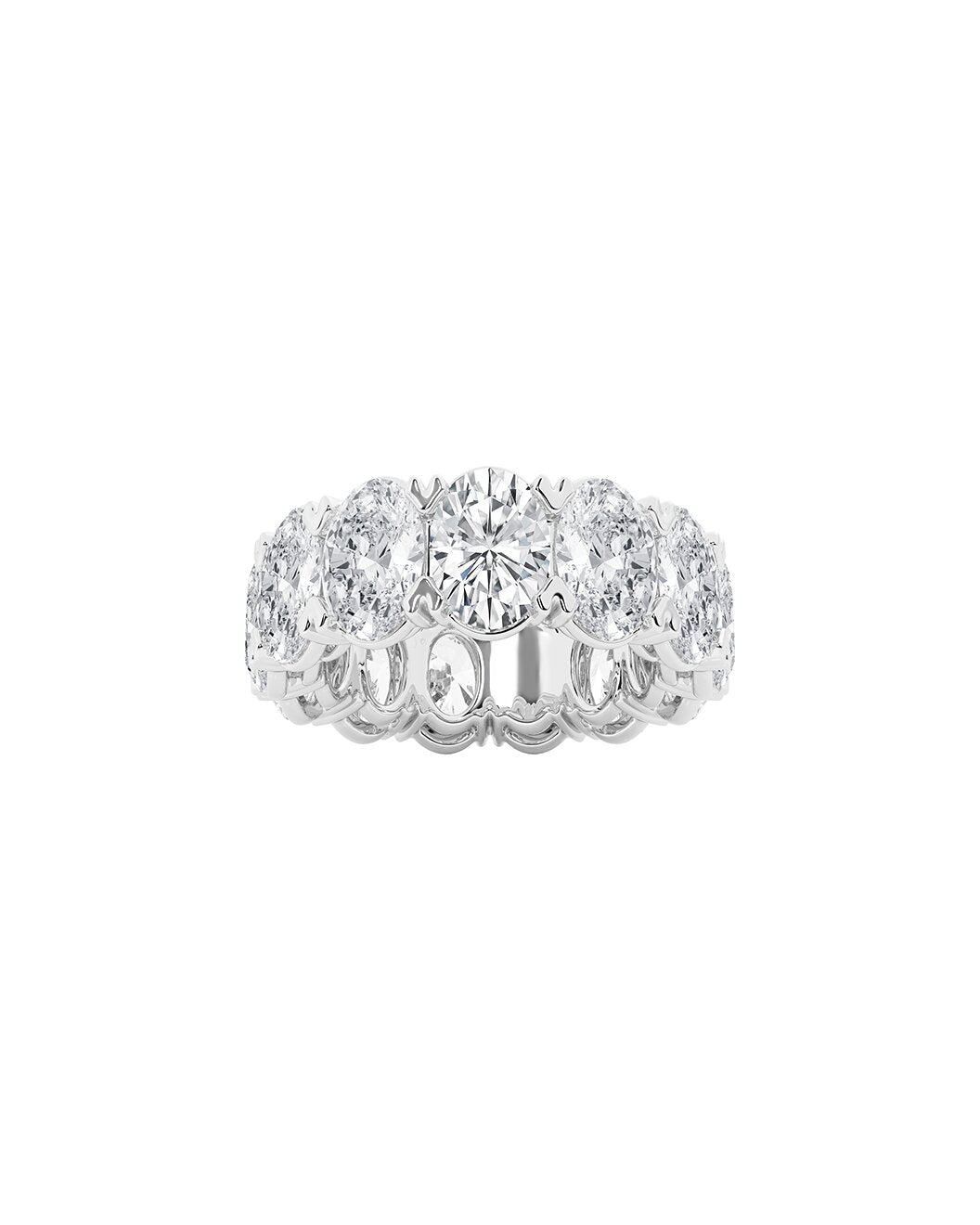 Lioren 12 Carats Oval Cut Lab Grown Diamond Eternity Ring in Platinum