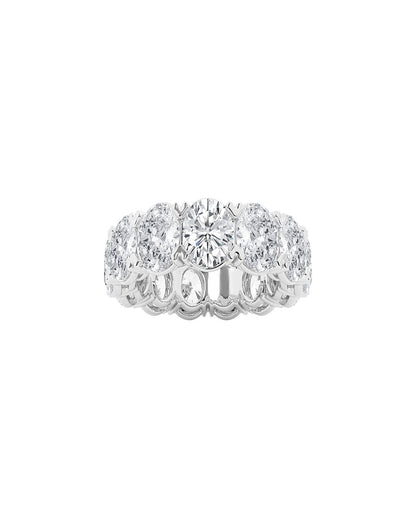 Lioren 12 Carats Oval Cut Lab Grown Diamond Eternity Ring in Platinum