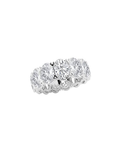 Lioren 12 Carats Oval Cut Lab Grown Diamond Eternity Ring in Platinum Side