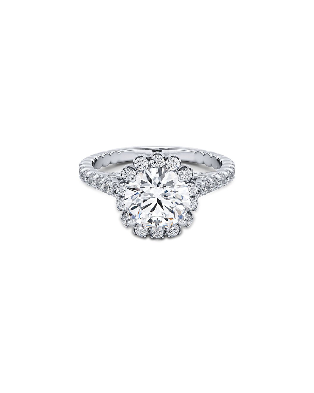 Diamond ring with a white background front