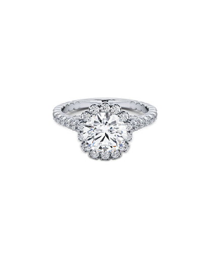 Diamond ring with a white background front