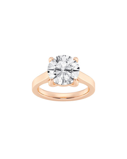 Liorielle 5 Carat Faceted Round Cut Lab Grown Diamond Engagement Ring in 14k Rose Gold