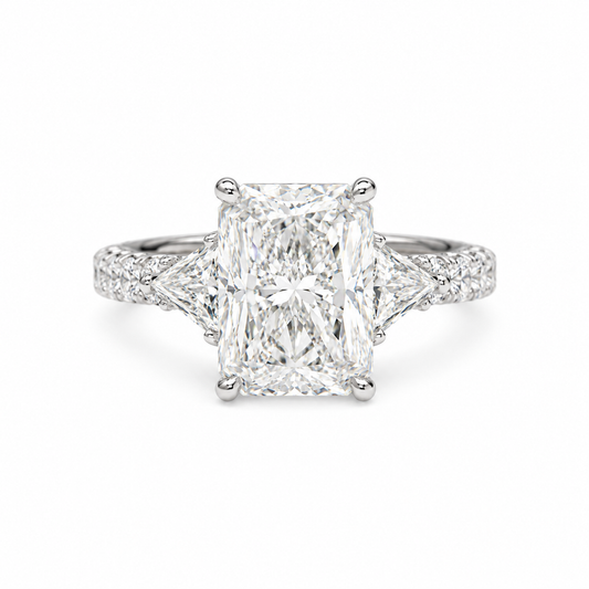 Liorin 7.41 Carat Elongated Radiant Cut Lab Grown Diamond Ring in 18k White Gold Front