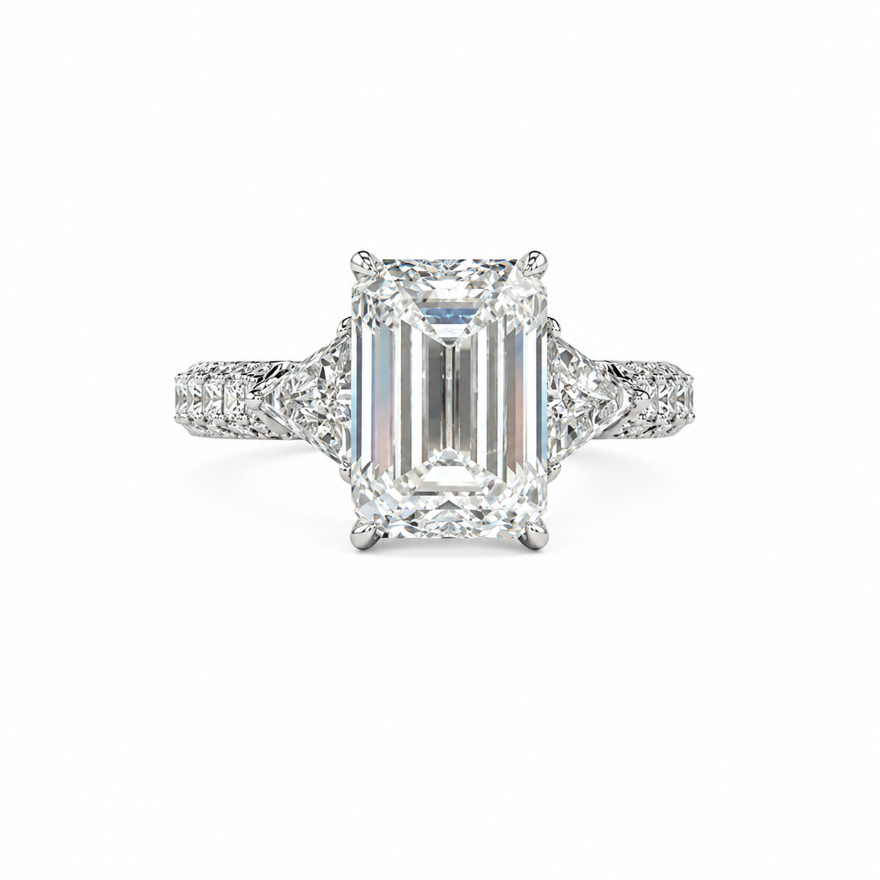 Liorisette 8.21 Carat Emerald Cut Lab Grown Diamond Ring in 18k White Gold