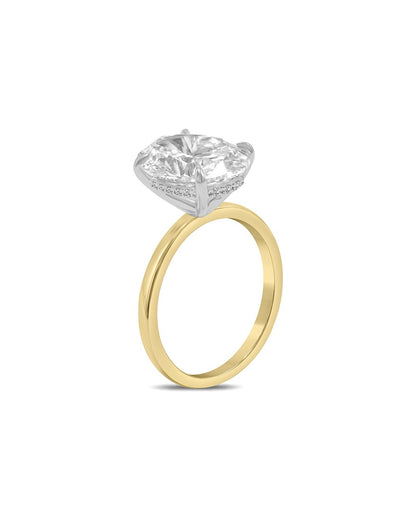 Liorissea 4.15 Carat Oval Cut Lab Grown Diamond Solitaire Engagement Ring in 18k Two Tone Gold Front
