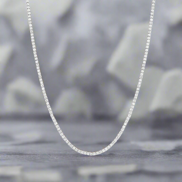 Lira 8 Carat Round Cut Lab Grown Diamond Tennis Necklace in 14K