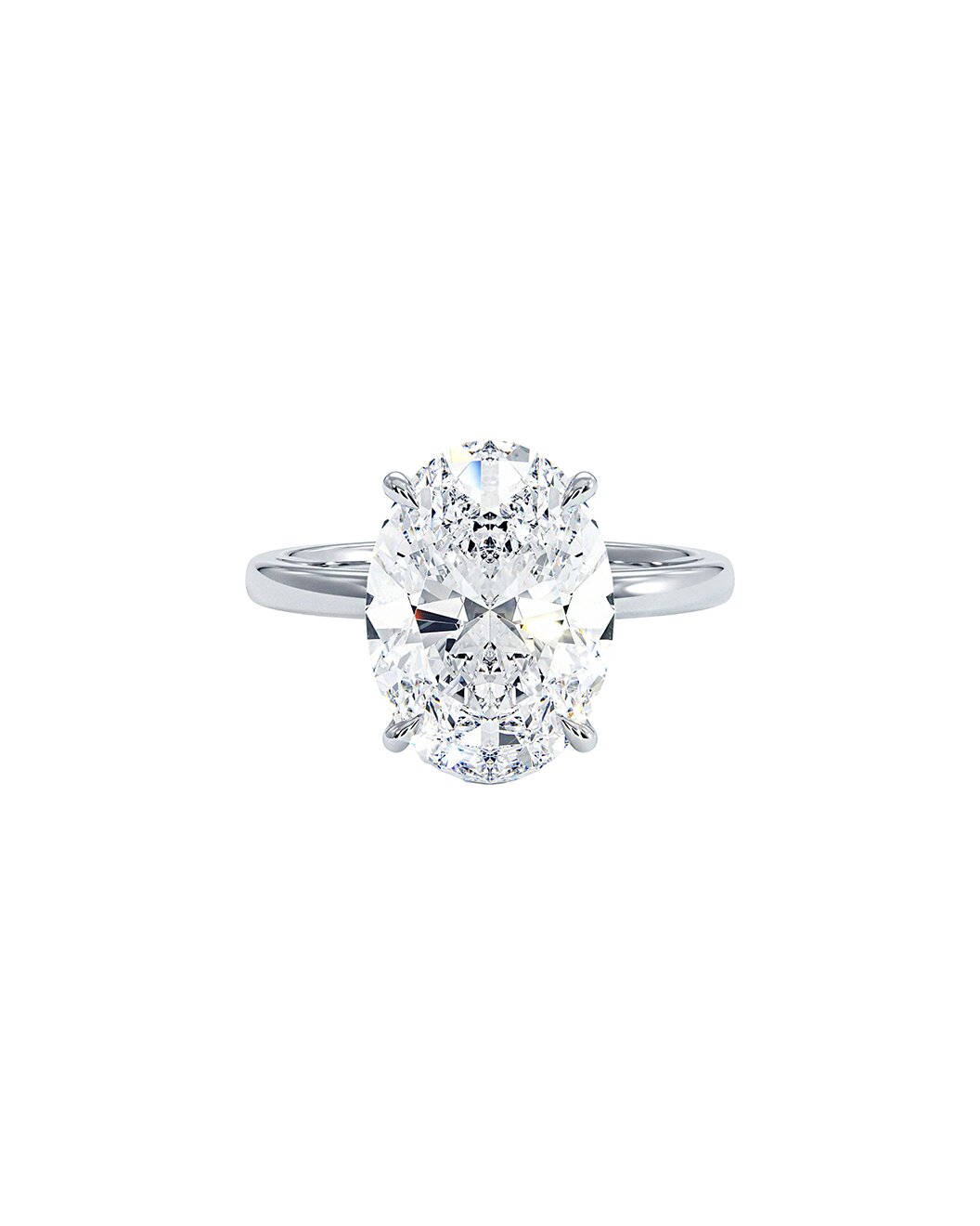 Liravina 5 Carat Oval Cut Lab Grown Diamond Engagement Ring in 14k White Gold