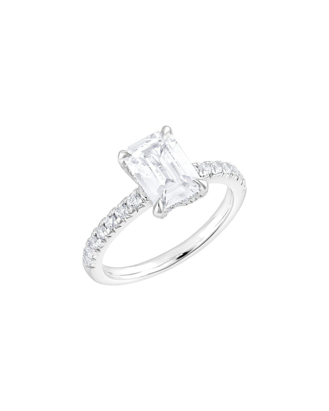 Liraya 2.50 Carat Faceted Emerald Cut Lab Grown Diamond Engagement Ring Angle