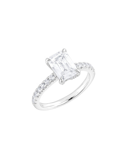 Liraya 2.50 Carat Faceted Emerald Cut Lab Grown Diamond Engagement Ring Angle