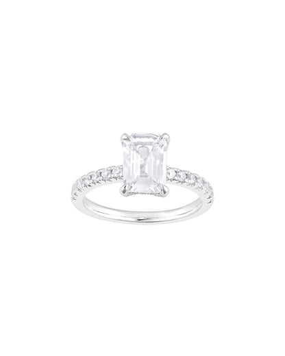 Liraya 2.50 Carat Faceted Emerald Cut Lab Grown Diamond Engagement Ring Front View