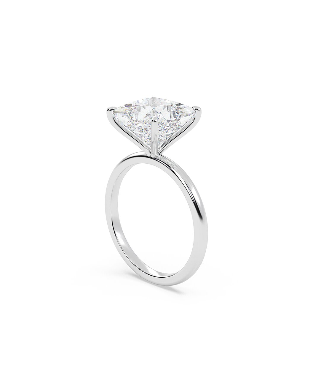 Liriel 5 Carat Princess Cut Lab Grown Diamond Engagement Ring in 14k White Gold Side View