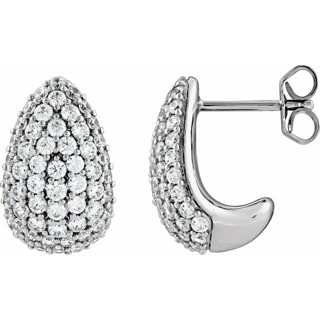 Lirielle 1.75 Carat Round Cut Lab Grown Diamond Teardrop Earrings in 14k White Gold Side