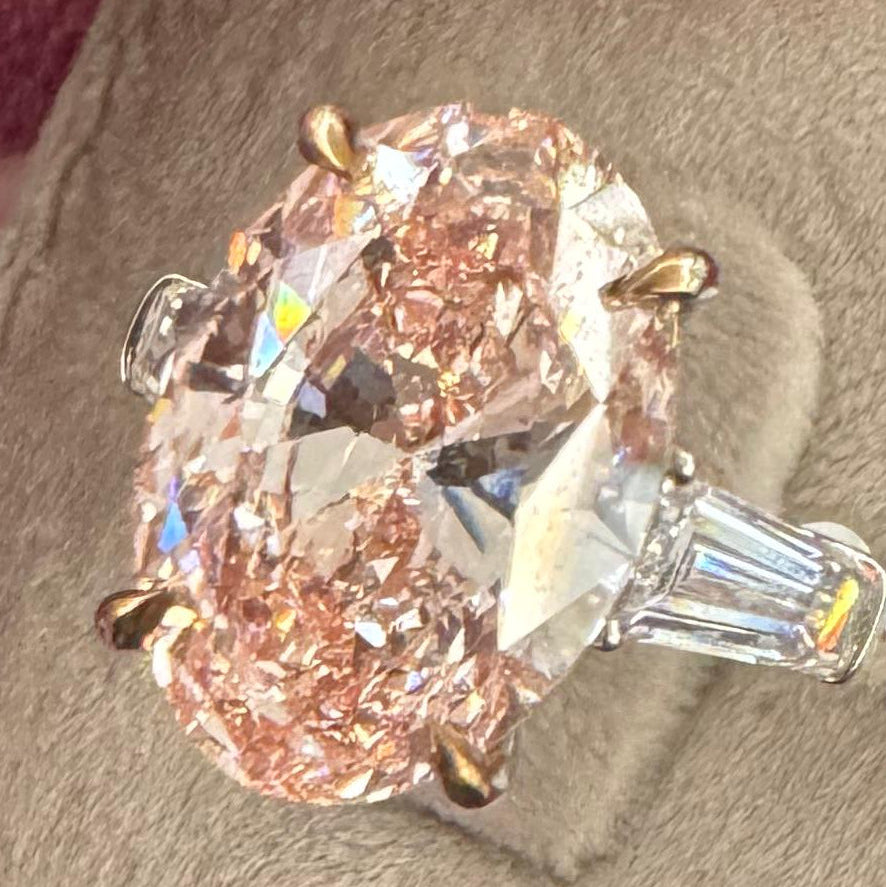 Liriellea 10.33 Cara Oval Cut Fancy Vivid Pink Diamond Engagement Ring in 18k White Gold