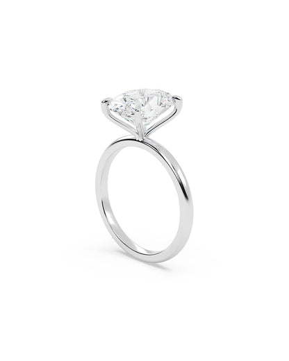Lirisse 4.00 Carat Oval Cut Lab Grown Diamond Engagement Ring in 14k White Gold Stand  Left