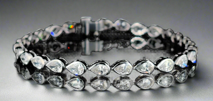 Lisbet 6 Carat Pear Cut Lab Grown Diamond Tennis Bracelet Front