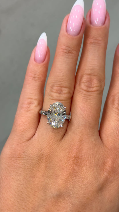 Liviana 6.53 Carat Elongated Oval Cut Lab Grown Diamond Ring in 18k White Gold