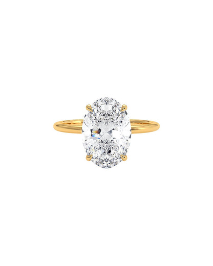 Loralyn 4 Carat Oval Cut Lab Grown Diamond Engagement Ring in 14k Yellow Gold Front
