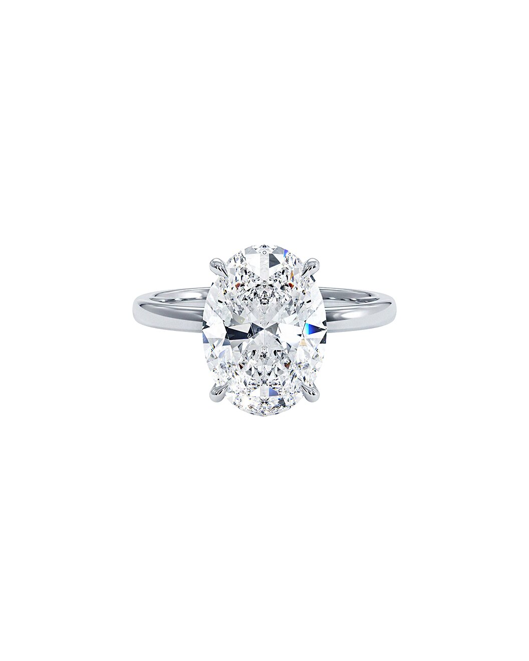 Lioraen 4.00 Carat Oval Cut Lab Grown Diamond Engagement Ring in 14k White Gold front