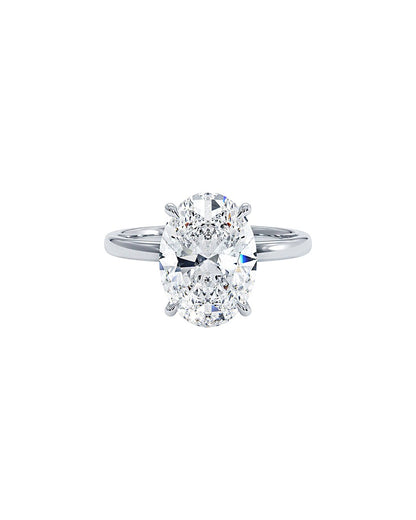 Lioraen 4.00 Carat Oval Cut Lab Grown Diamond Engagement Ring in 14k White Gold front