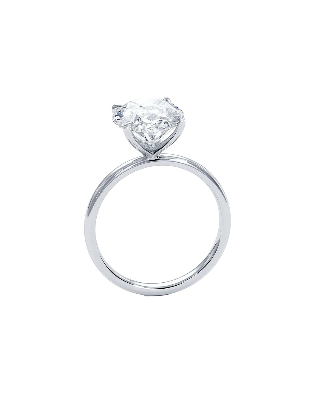 Lioraen 4.00 Carat Oval Cut Lab Grown Diamond Engagement Ring in 14k White Gold Stand