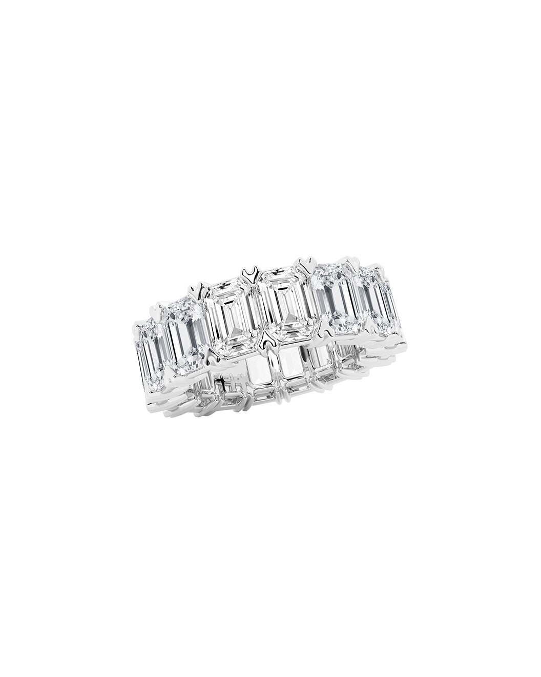 Lorana 12 Carats Emerald Cut Lab Grown Diamond Eternity Ring in Platinum Side View