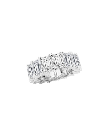 Lorana 12 Carats Emerald Cut Lab Grown Diamond Eternity Ring in Platinum Side View