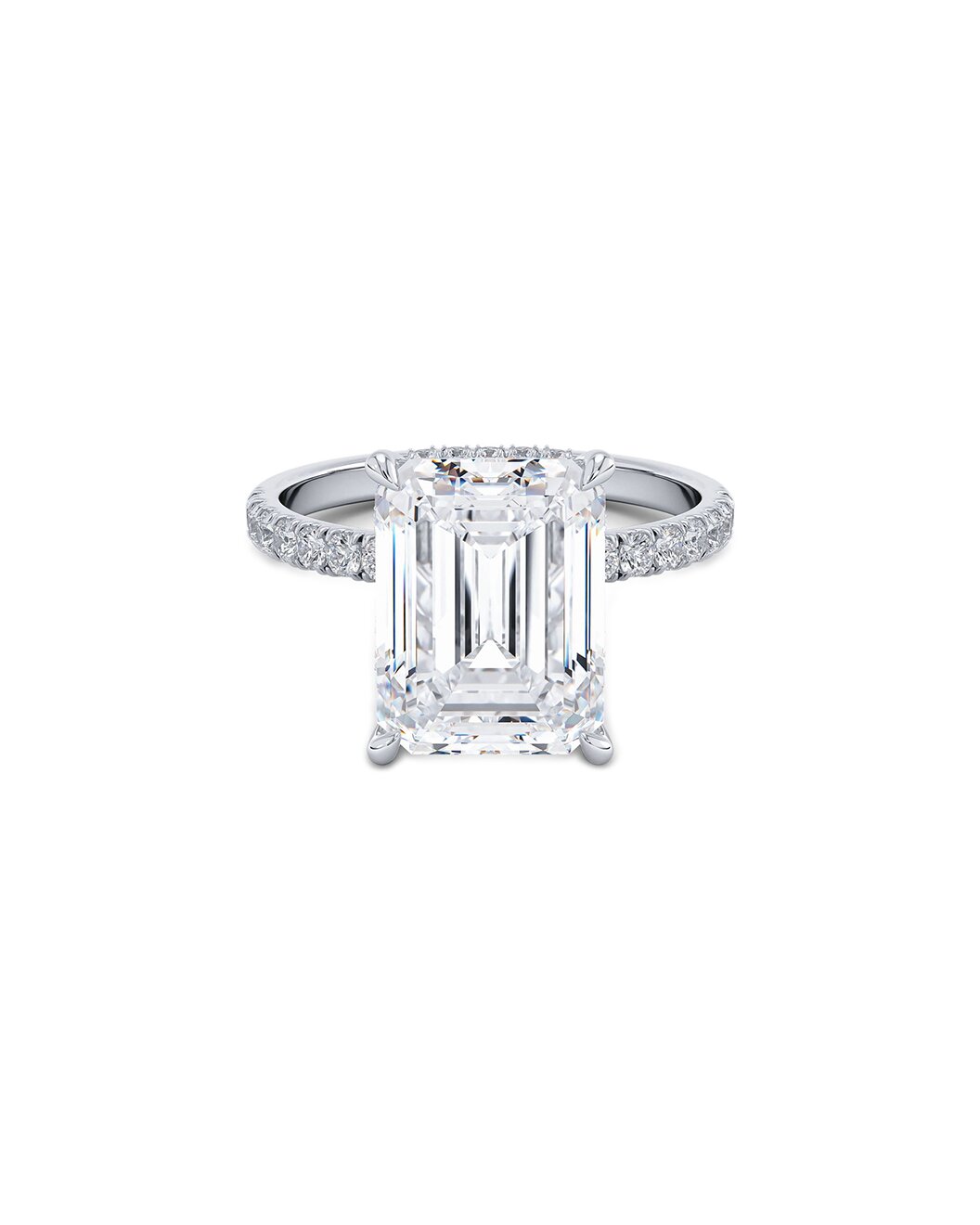 Loreon 4.50 Carat Emerald Cut Lab Grown Diamond Engagement Ring in 14k White Gold 