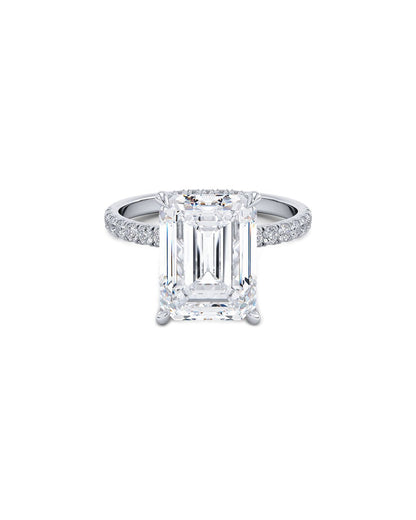 Loreon 4.50 Carat Emerald Cut Lab Grown Diamond Engagement Ring in 14k White Gold 