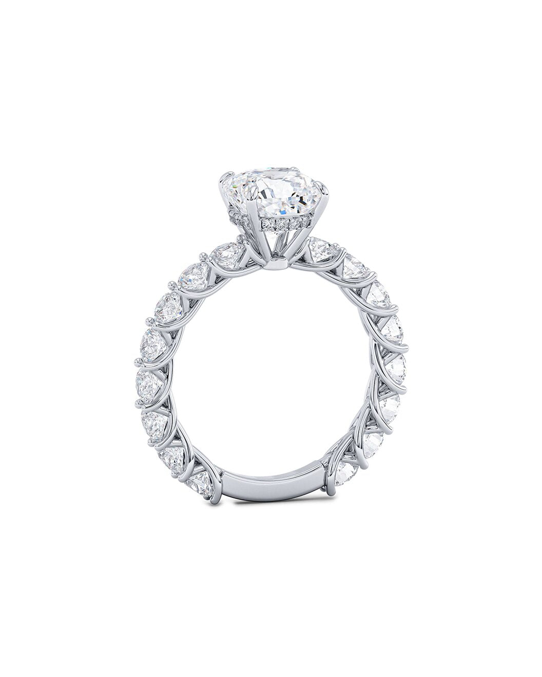 Diamond ring with a white background side