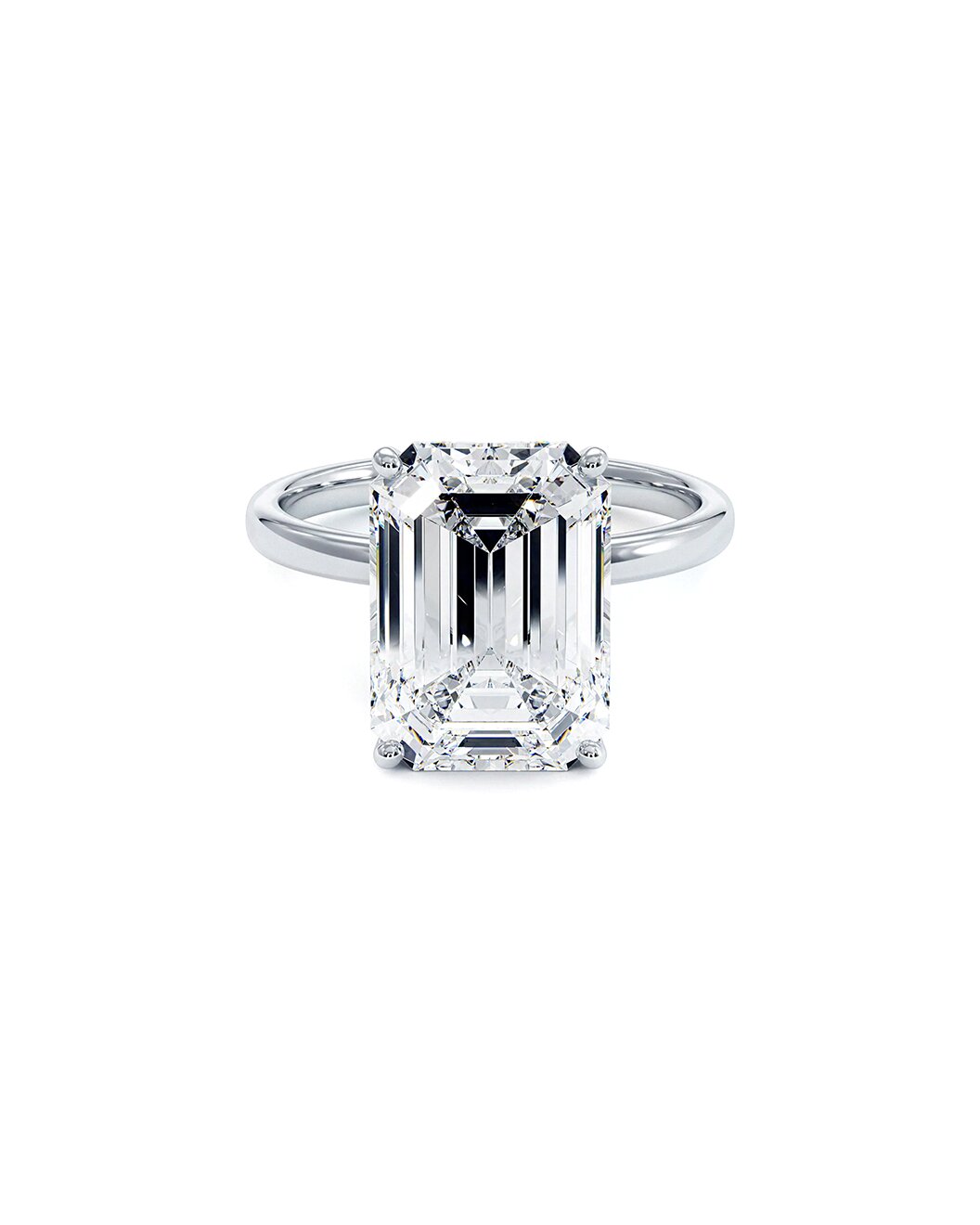 Lorrna 4 Carat Emerald Cut Lab Grown Diamond Engagement Ring in 14k White Gold