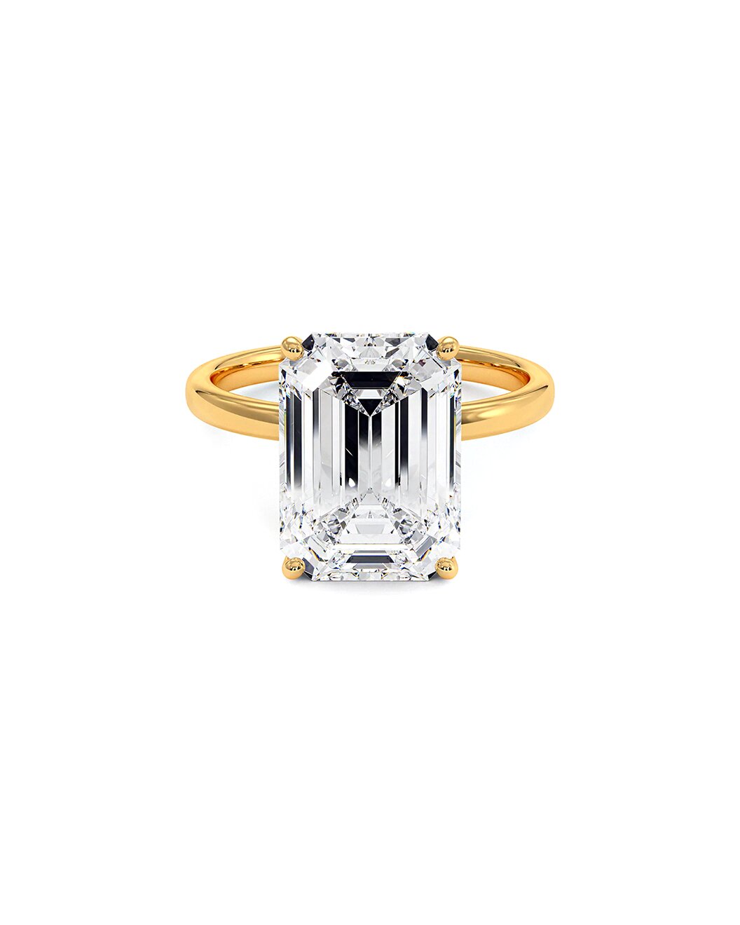 Lorrna 4 Carat Emerald Cut Lab Grown Diamond Engagement Ring in 14k Yellow Gold