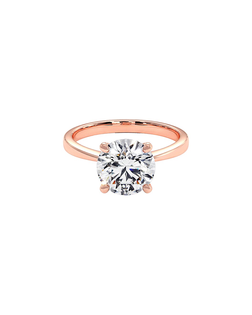 Lovenelle 3 Carat Round Cut Lab Grown Diamond Engagement Ring in 14k Rose Gold Front