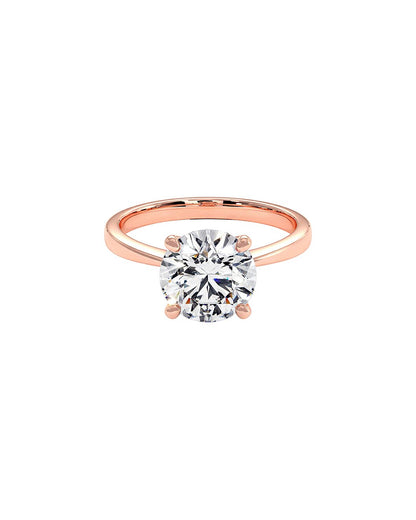 Lovenelle 3 Carat Round Cut Lab Grown Diamond Engagement Ring in 14k Rose Gold Front