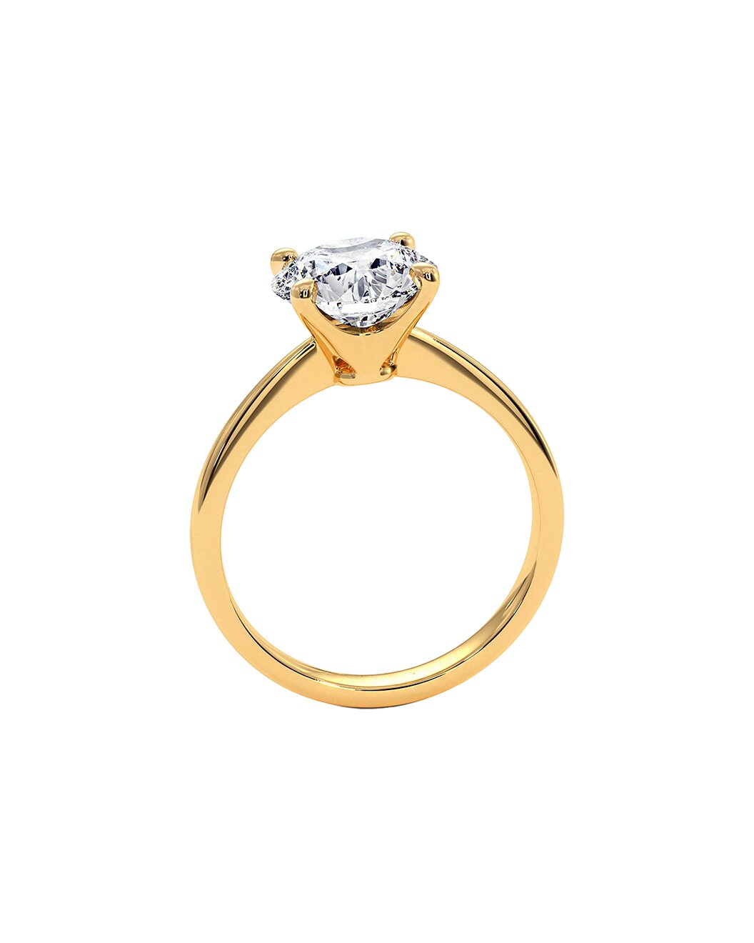 Gold ring with a diamond on a white background Side